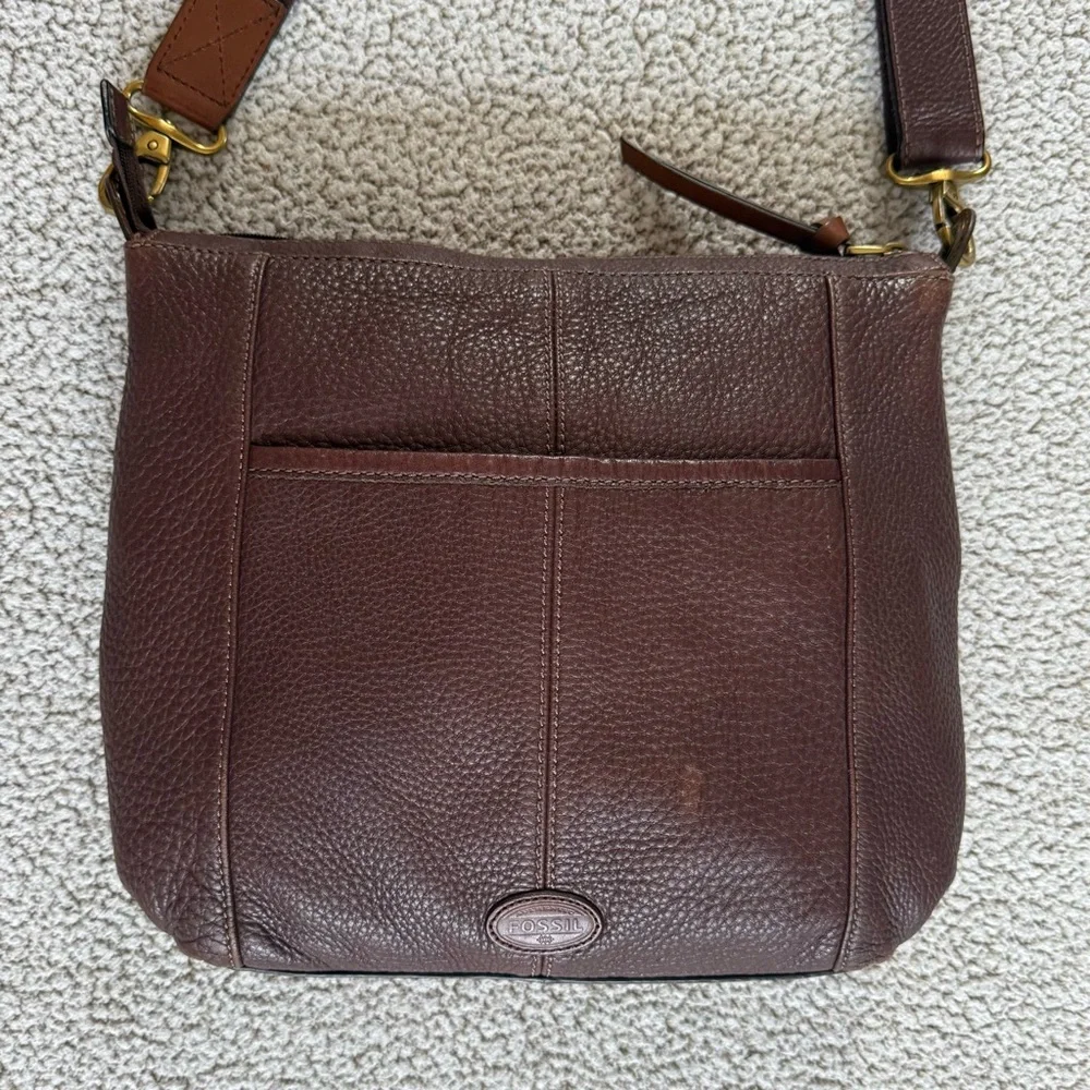 🧸 Fossil | Brown Pebble Grain Leather Satchel